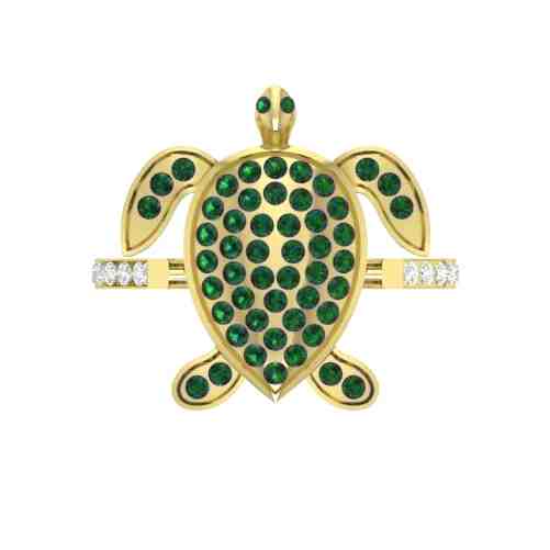 Green & White Diamond Turtle Ring LR11545A